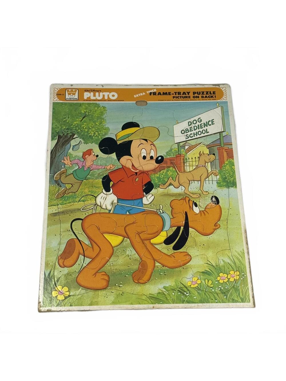 1970s Vintage Walt Disney Pluto Mickey Mouse Whitman Frame-Tray Puzzle 1979 Dog